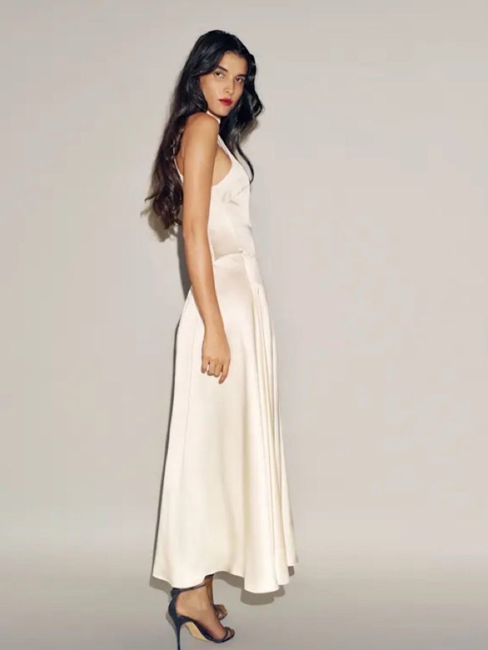 Reformation Katelyn ivory silk dress halter maxi gown bridal bride wedding white - Picture 3 of 11